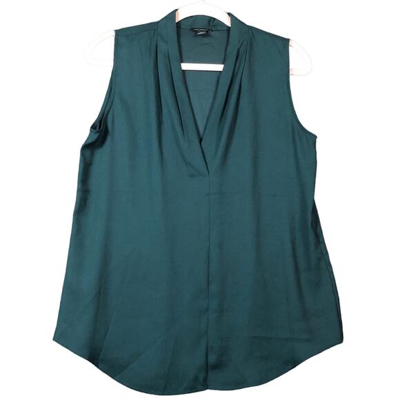 Express Womens Blouse Green V Neck Sleeveless Flowy Stretch Small - Picture 1 of 10
